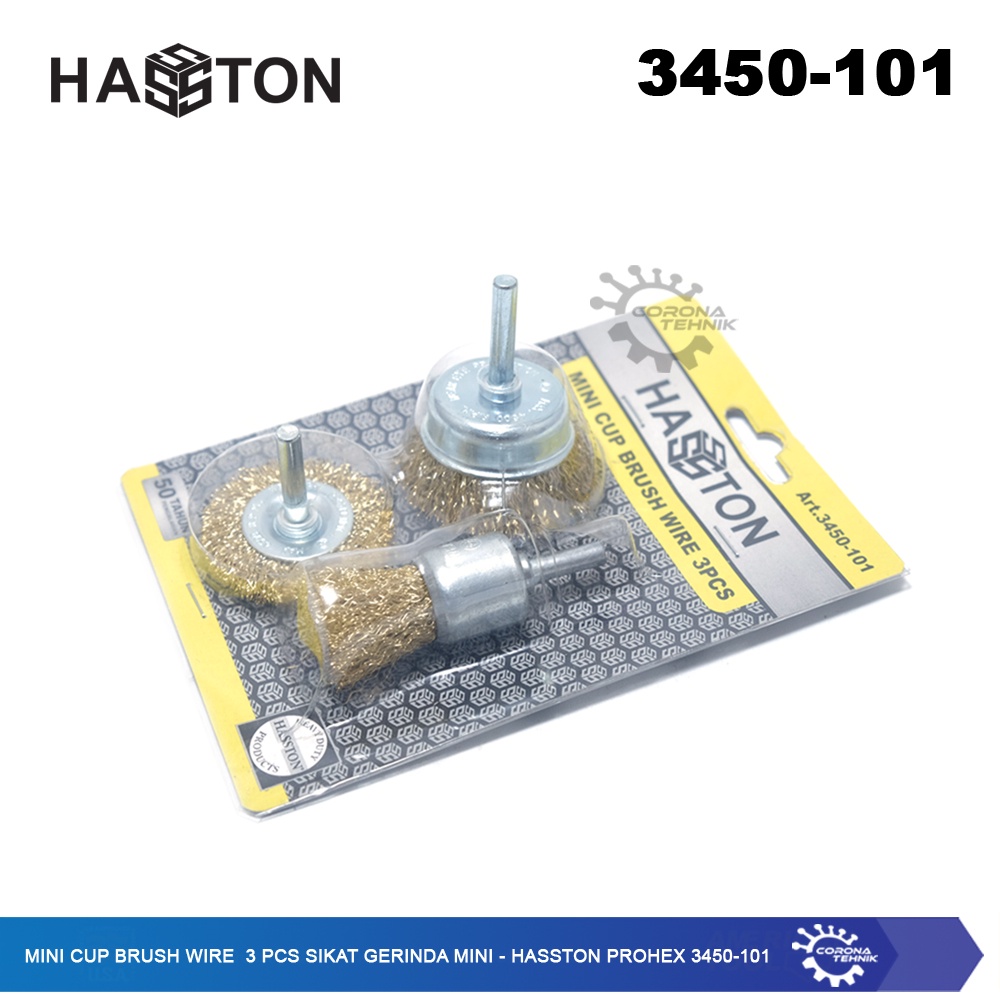 Hasston Prohex 3450-101 - Mini Cup Brush Wire 3 Pcs Sikat Gerinda Mini