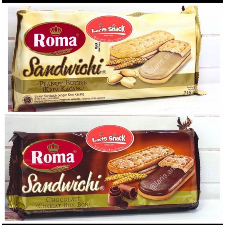 

1 pak biskuit roma sandwichi chocolate - peanut 189 gram