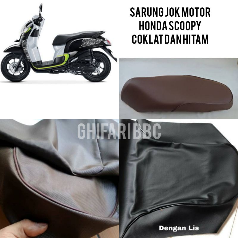 sarung jok motor Honda Scoopy karbu dan Scoopy fi ori warna hitam dan coklat