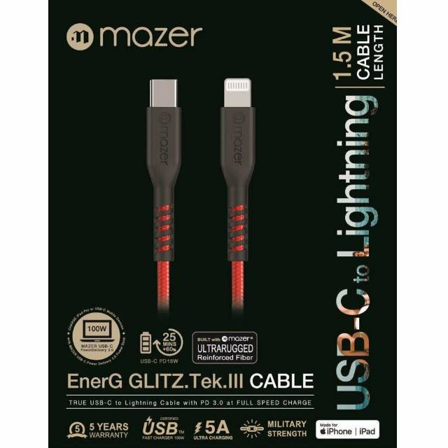 MAZER 5A EnerG GLITZ.Tek.3 USB Type-C to Lightning Cable with PD Quick Charge A90C