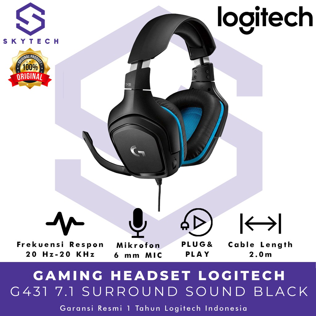 HEADSET GAMING LOGITECH G431 ORIGINAL GARANSI RESMI