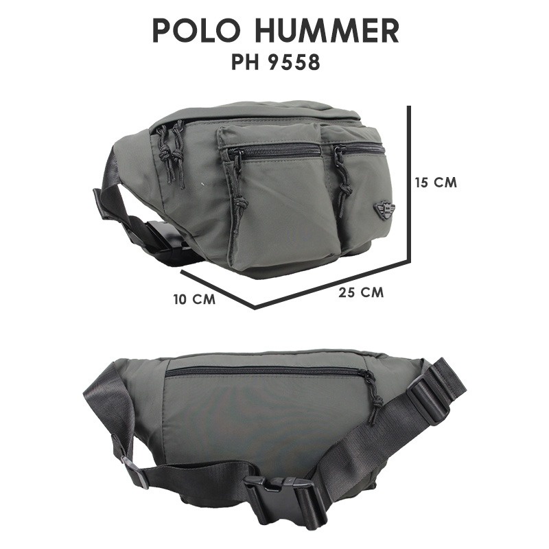 [KLIKTAS] Tas Pinggang Pria Import Polo Hummer 9558 Waist Bag Bahu Laki Modis Fashion Terbaru