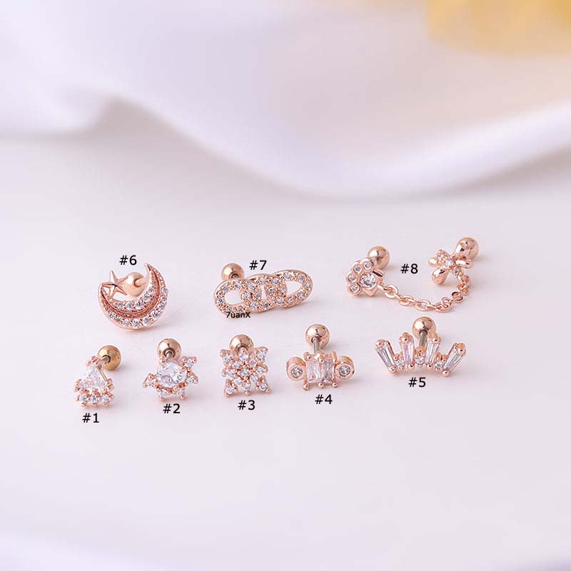 1pc Anting Tindik Tulang Rawan Telinga Bahan Stainless Steel 20g Untuk Wanita