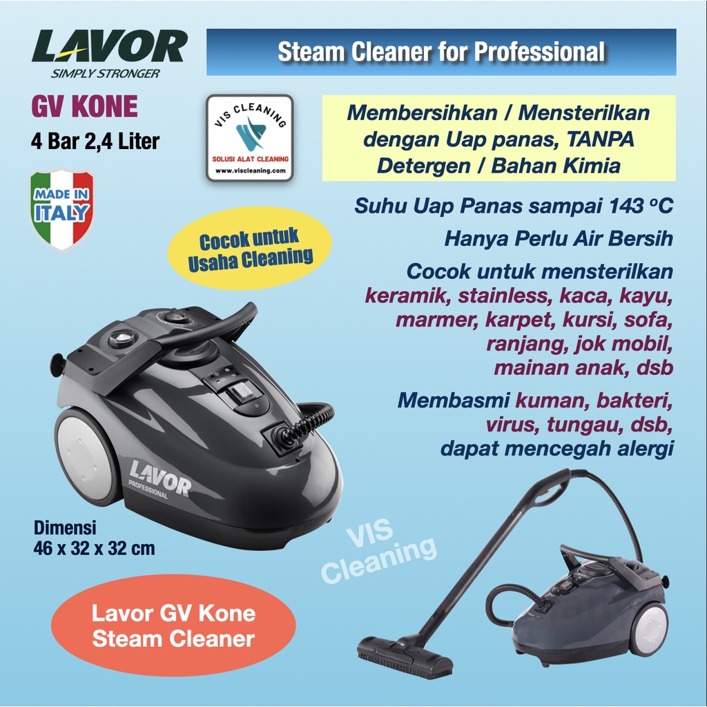 Hot Steam Cleaner Lavor GV Kone (Mesin Sanitasi / Pembersih dgn Uap Panas)