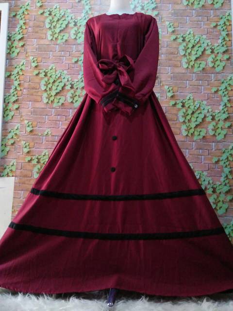 Gamis syakira shakira baloteli kancing plat polos kombinasi Dress syari gamis modern remaja shabby