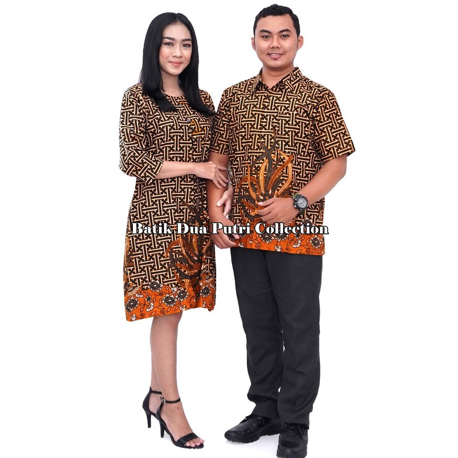 Couple Dres Batik Wanita Kemeja Pria Modern Pagar Ayu Widik Batik Dua Putri