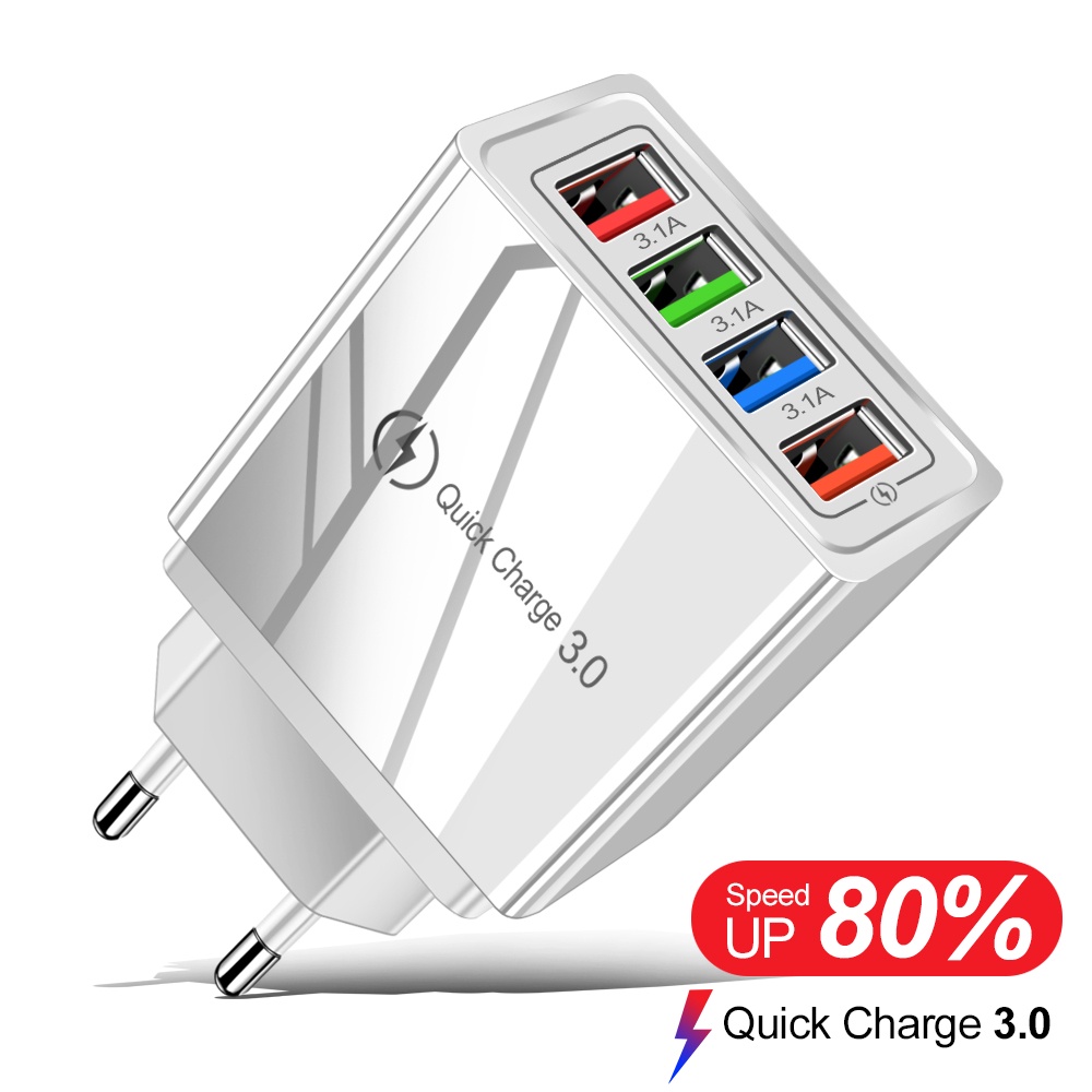 Adapter Charger Dinding USB 3.0 Tipe c Plug EU / US Quick Charge Portable Untuk Iphone / Android / Tablet