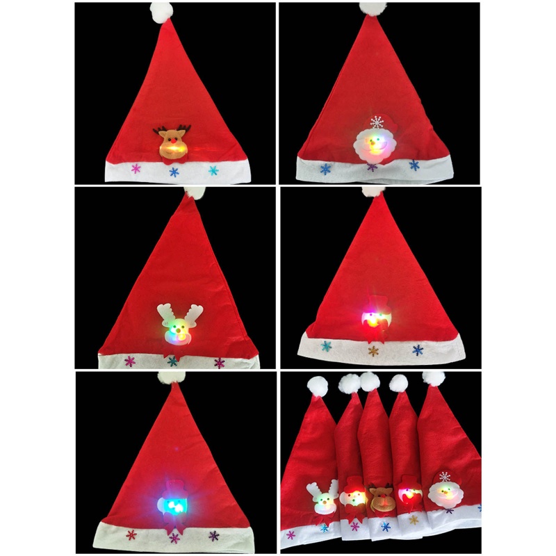 6pcs Topi Santa Claus Dengan LED Untuk Dekorasi Pesta Natal