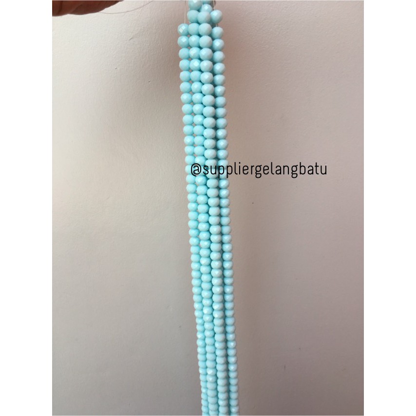 Kristal Ceko kilap 10mm BIRU LAUT aqua aksesris rondele donat payet bahan grosir supplier aksesoris