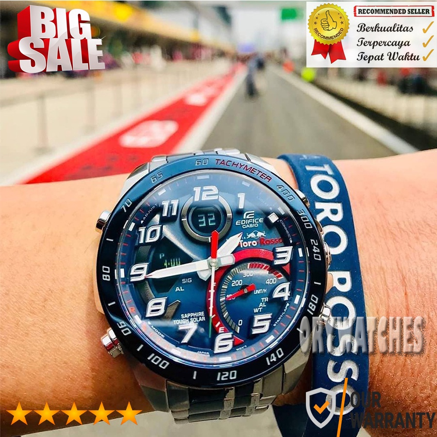 Best Seller Jam Tangan Casio Edifice ECB 900TR-2AER Baterai Strap Leather Jam Tangan Pria Grosir Ter