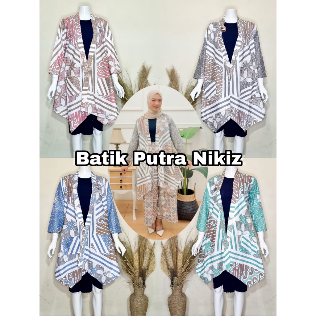 (COD) Setelan Outer Kulot Layer Batik Lengan Panjang Wanita Kekinian New Arrival