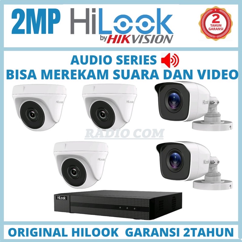 PAKET CCTV HILOOK 8 CHANNEL 5 KAMERA 2MP AUDIO BISA MEREKAM SUARA DAN GAMBAR