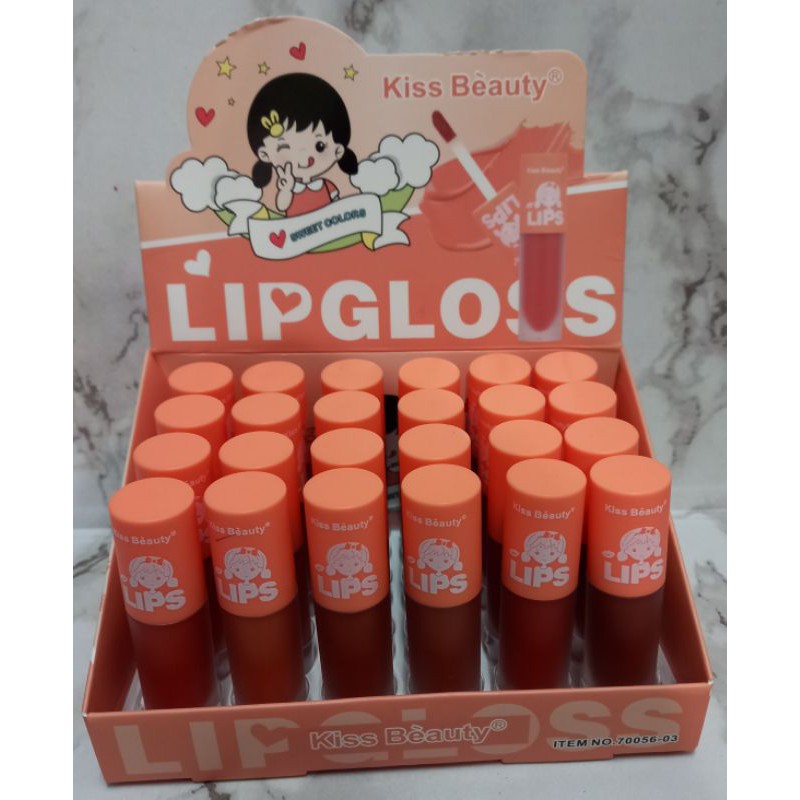 LIPGLOSS KISS BEAUTY SWEET COLORS PERBOX ISI 24PCS NO.70056/70456