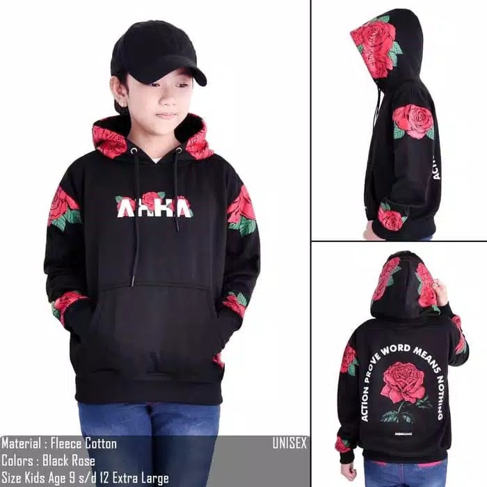 Sweater Jaket AHHA Rhino Hoodie Aank Usia 6-12 Tahun