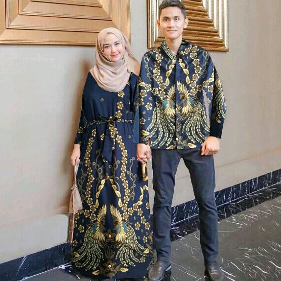 ready tiga warna baju couple kapel cople kemeja hem gamis busana muslim maxi maxy syari batik ok