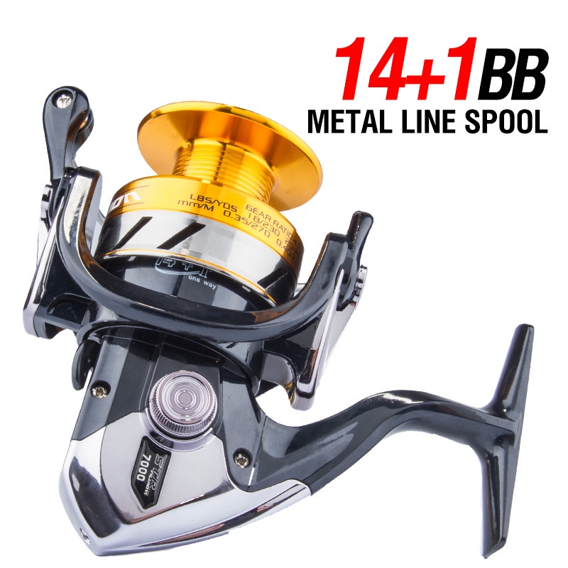 1pc Kumparan Pancing Double Line Cup Jigging Ratio 5.5: 1 Spool Metal Str1000-7000 Max Drag 12.5kg 14 + 1bb