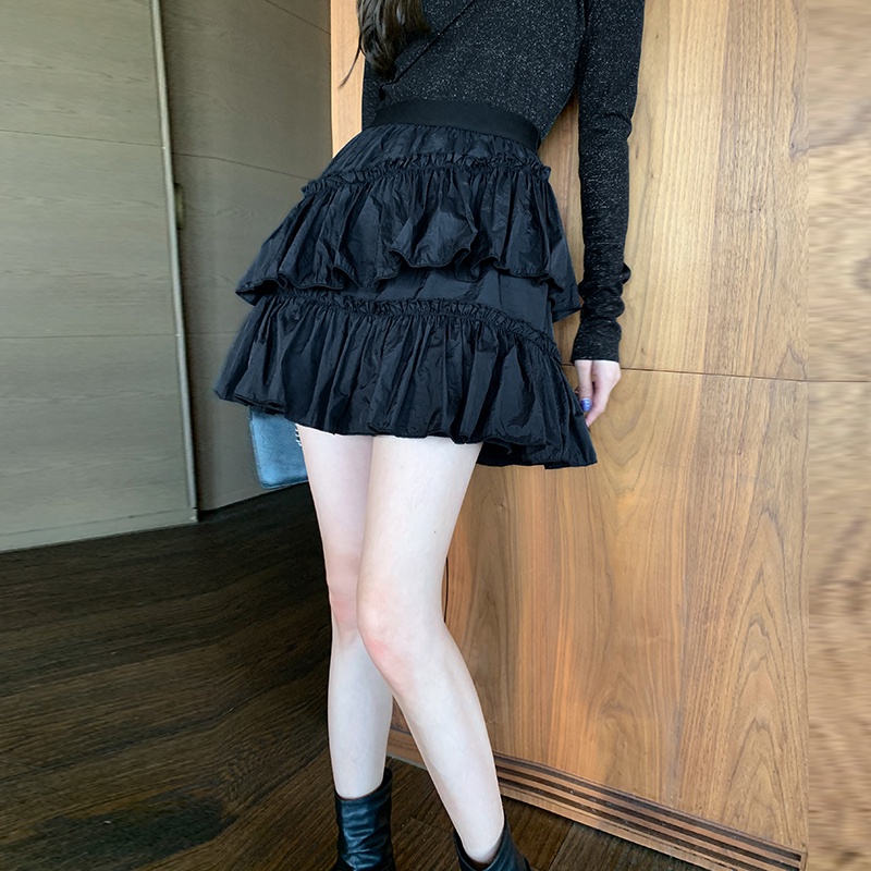 【Rozen】Pleated  Patchwork Irregular Tiered Mini Skirt  7341