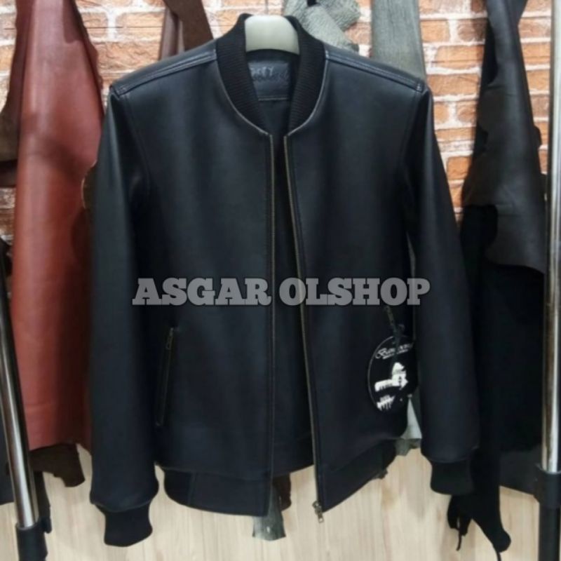 Jaket kulit kamsay hitam jaket kulit sapi asli jaket kulit bomber jaket kulit keren