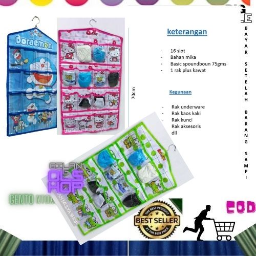 rak underwear Rak kaos kaki gantung / rak underware karakter 1kg isi 15