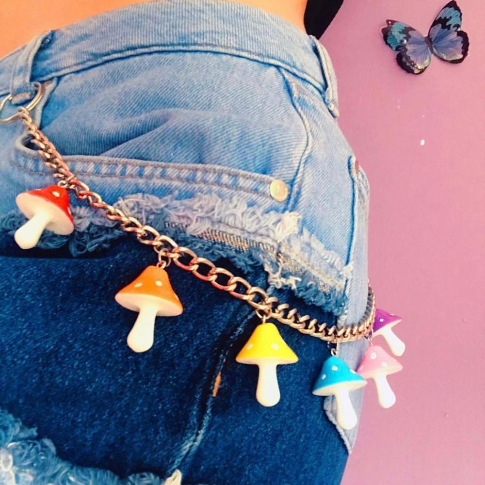 Preva Celana Rantai Wanita Vintage Perhiasan Warna Permen Resin Hip Pop Jamur Awan Liontin