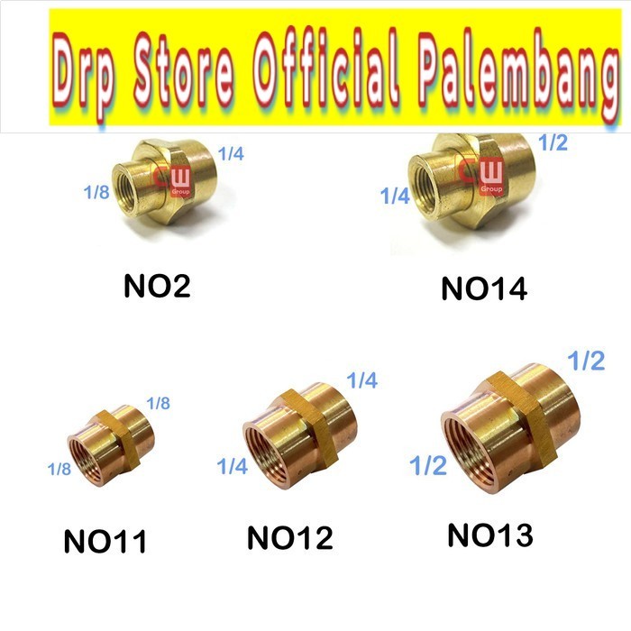 Adapter Sock sok Dalam 1/8 1/4 1/2 Kuningan 1/8&quot; 1/4&quot; 1/2&quot; Brass -