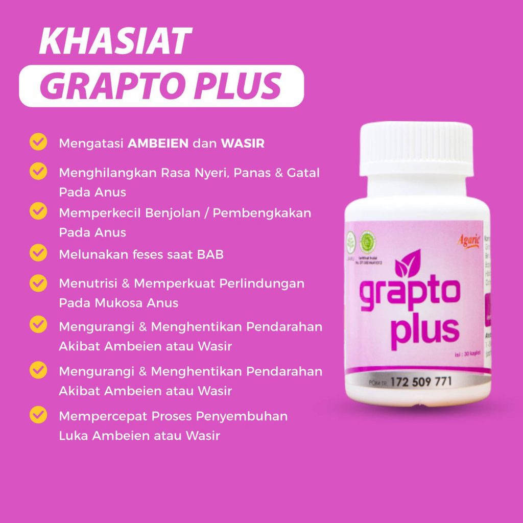 GRAPTO PLUS ORI KAPSUL GRAPTO PLUS GRAPTOPLUS HERBAL OBAT WASIR OBAT AMBEIEN AMBEYEN LANCAR BAB