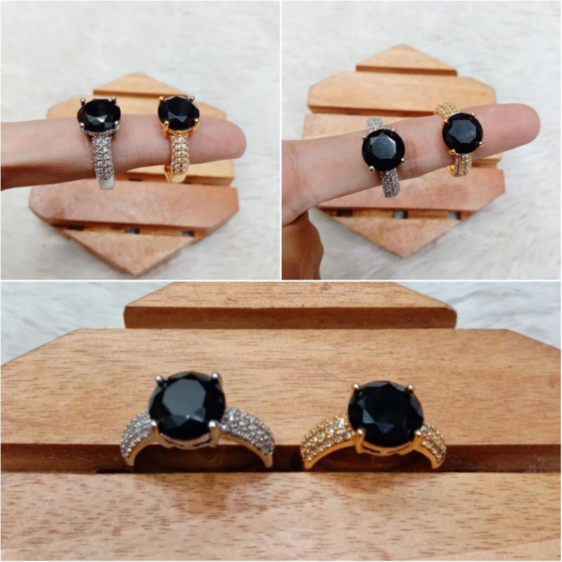 Cincin Xuping Rhodium Diamond Alexandri Hitam