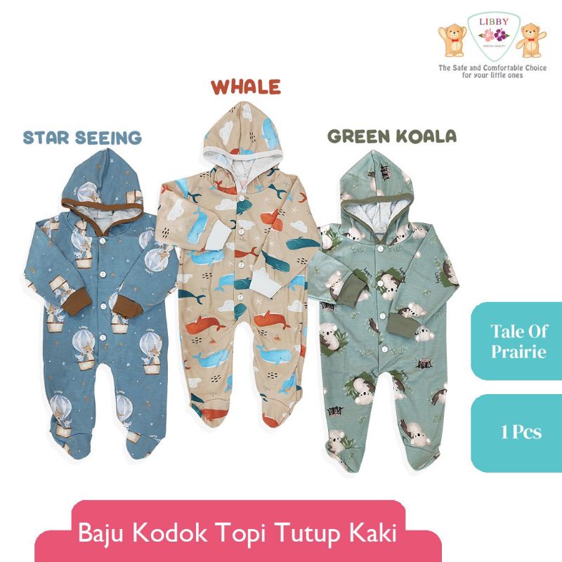 Baju Kodok Panjang Bayi 0-6 Topi Tutup Kaki Libby
