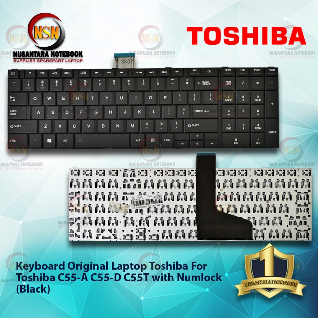 Keyboard Laptop Toshiba C55-A C55-D C55T Hitam Black with Numlock