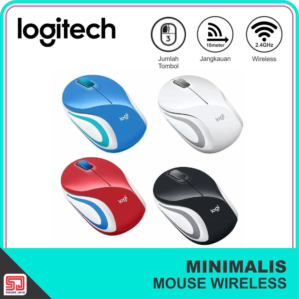 Mouse Wireless Mini Logitech M187 ( White, Black, Blue, Red ) Original