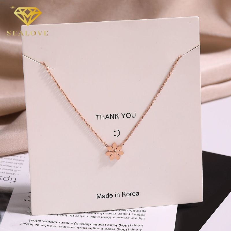 kalung titanium Wanita anti karat Krisan Liontin necklace Premium simple Bunga Daisy