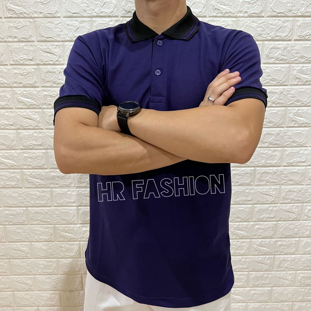 HRFASHION Kaos Polo Bahan PIQUE - Polo Shirt UNGU TUA Kombinasi