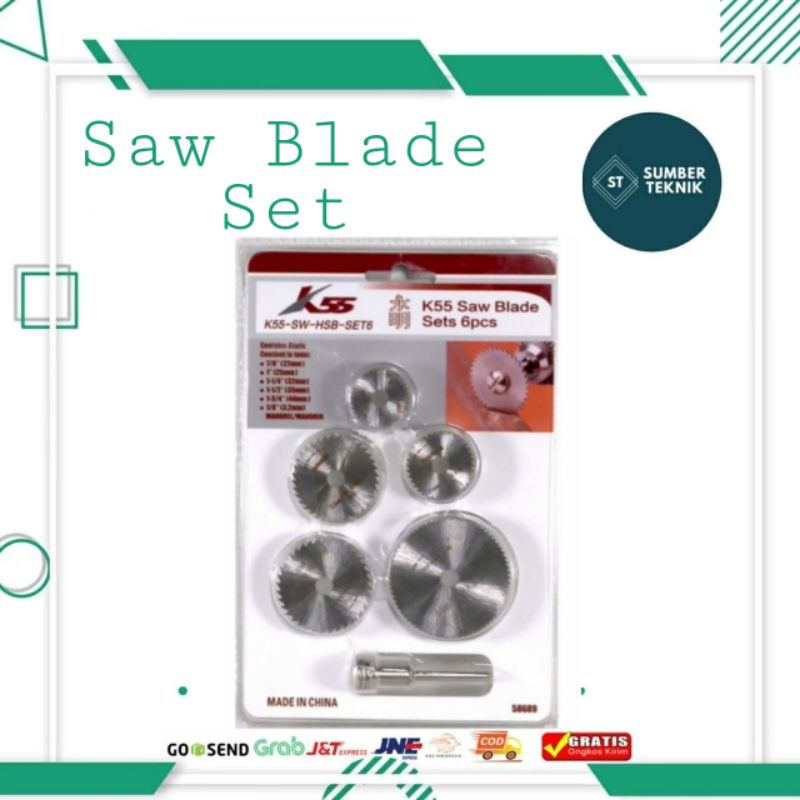 K55 Mata Bor Saw Blade Set 6 Pcs / Mata Bor Gergaji Kayu Bulat