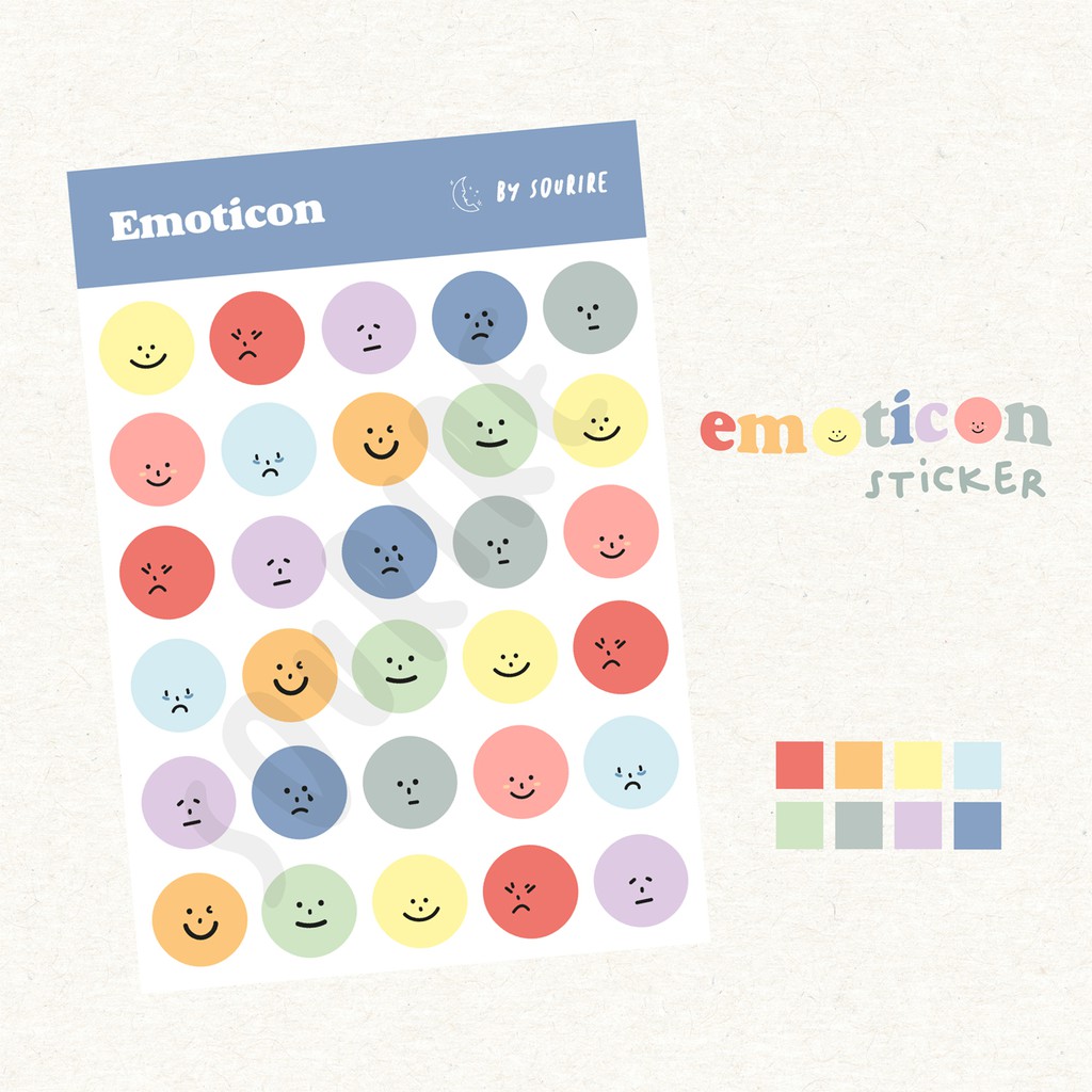 

STIKER EMO EMOTICON EMOJI SMILEY MOOD TRACKER KOREA LUCU PASTEL WARNA RAINBOW PELANGI TUMBLR PLANNER