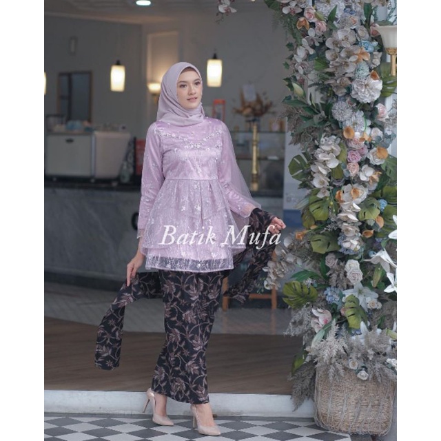 Kebaya couple MEYCA Lilac KEBAYA MODERN BATIK COUPLE Kebaya wisuda kebaya tunangan terbaru