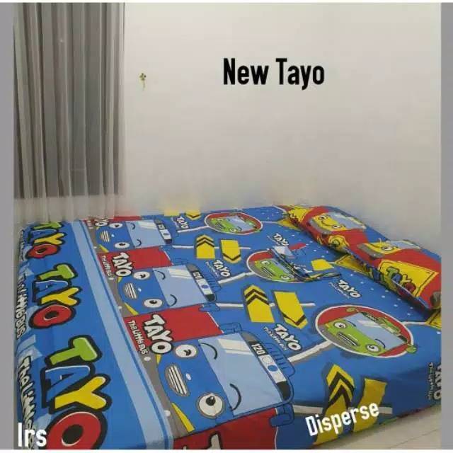 Sprei karakter tayo size 120x200, 160x200, 180x200