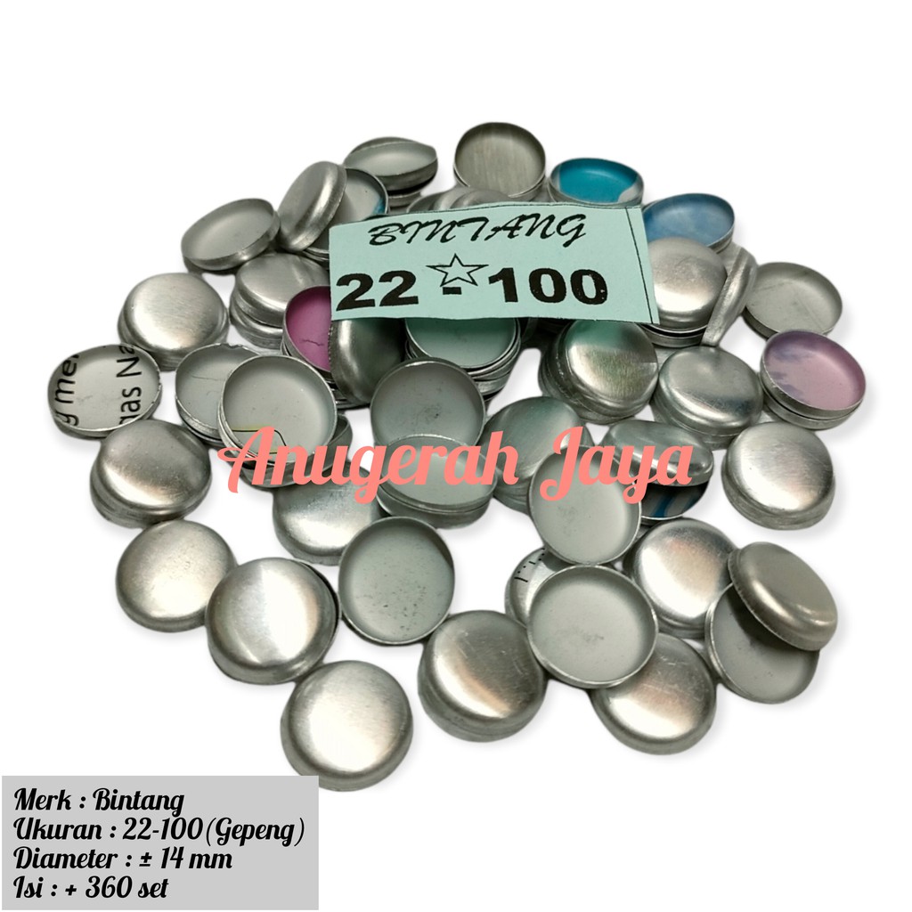 Kaleng Kancing Bungkus Ukuran 22 Bawahan Kaleng Merk Bintang
