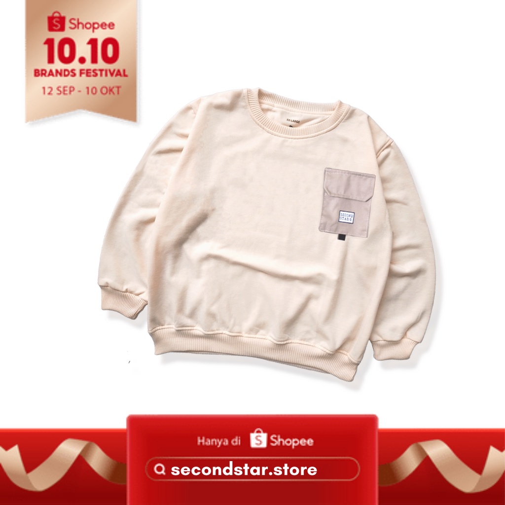 Second star sweater anak crewneck anak laki laki perempuan unisex warna cornsilk