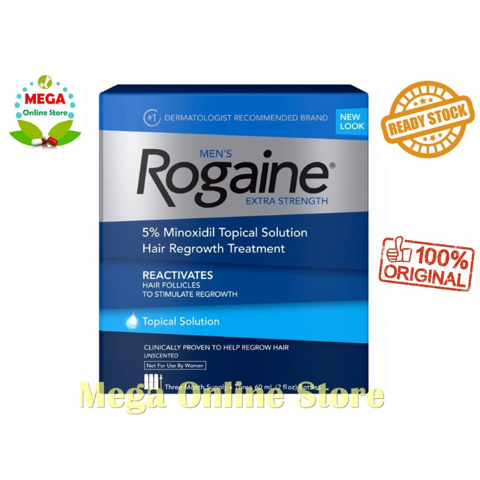 New Look (Kemasan Baru) Men's Rogaine 5% Minoxidil 60 ml - 3 botol