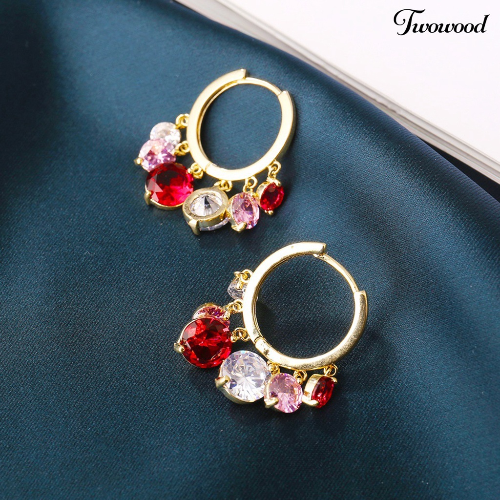 1 Pasang Anting Hoop Bahan Alloy Tahan Korosi Untuk Wanita