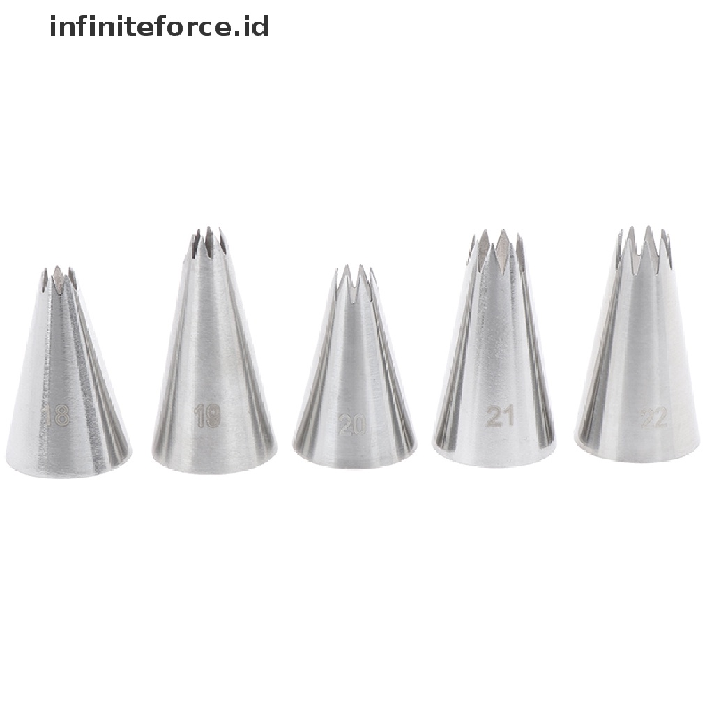 (Infiniteforce.Id) 9pcs / Set Spuit Piping Bentuk Bintang Bahan Metal Untuk Dekorasi Kue