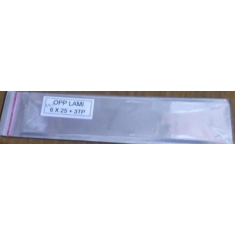 

PLASTIK OPP LEM BENING PEREKAT UK. 6x25 CM ( ISI +/- 100 PCS )