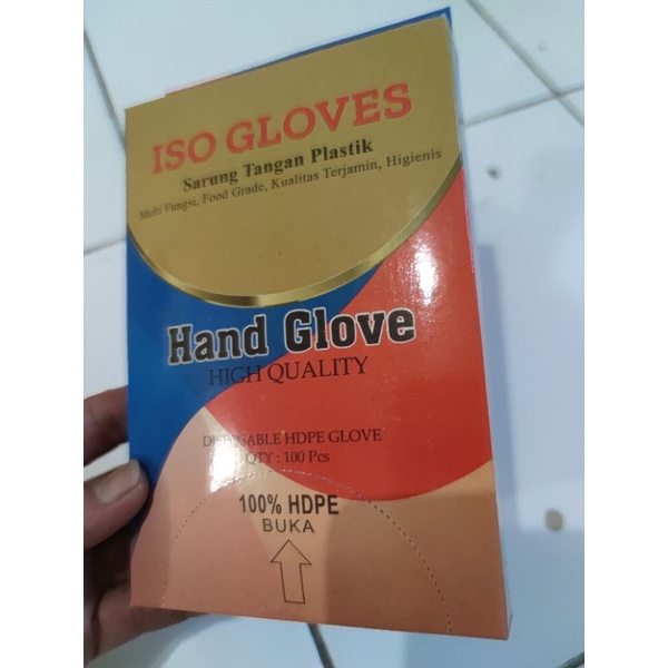 Sarung Tangan Plastik Merk Iso Glove @100lembar 50pasang