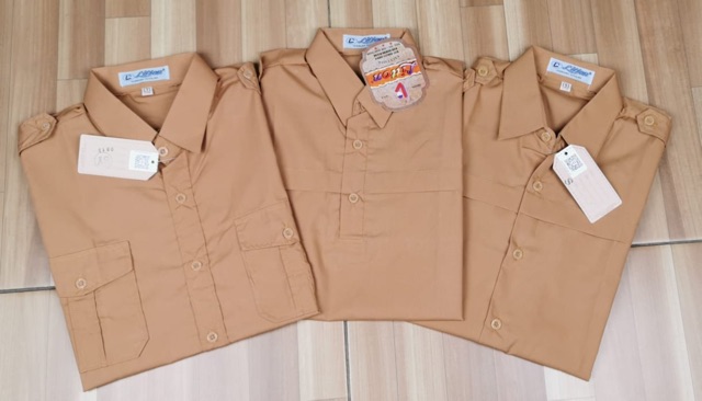 Pramuka Seragam Coklat CEWEK lengan Pendek bahan halus adem 1-3L LITTON /Hem pramuka putri perempuan