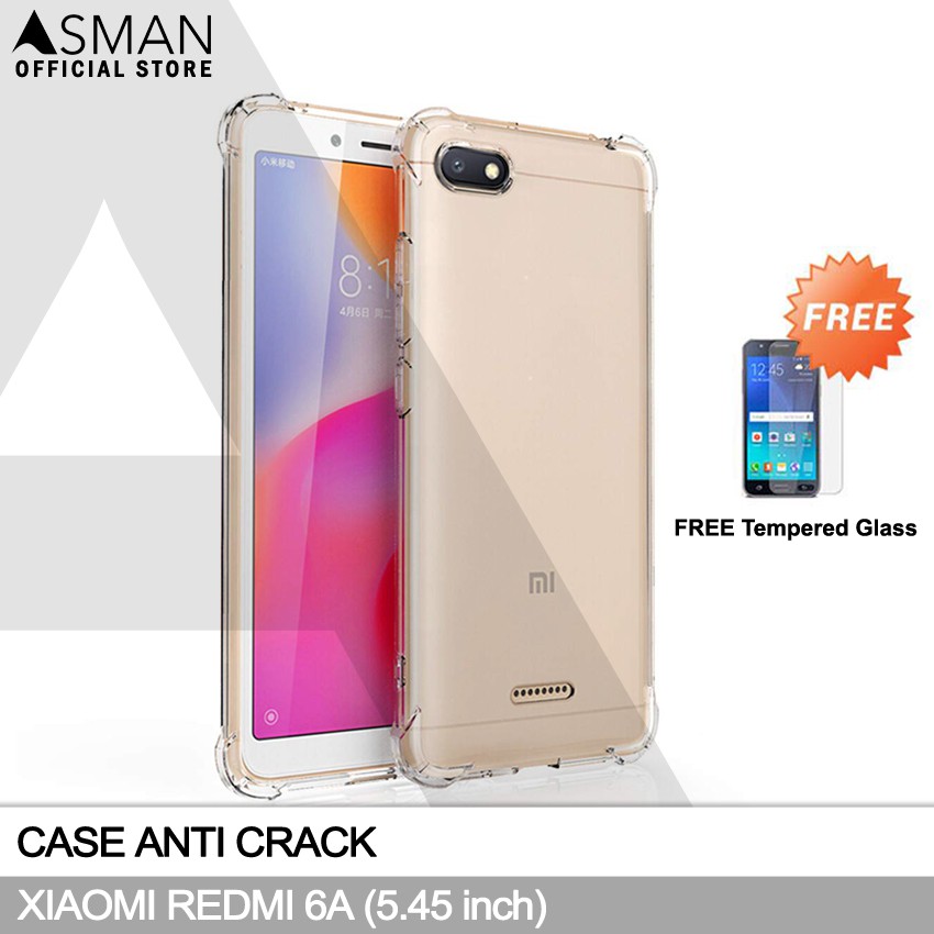 Anti Crack Xiaomi Redmi 6A (5.45&quot;) | Soft Case Anti Bentur + FREE Tempered Glass