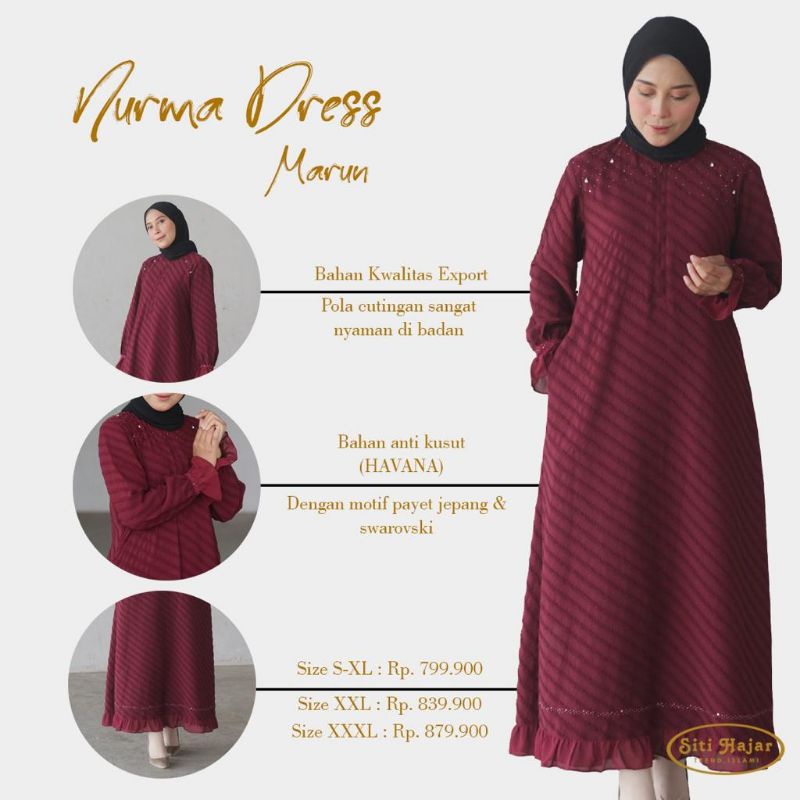 Gamis Wanita Siti Hajar Nurma Dress &amp; Nami Dress (Hitam)