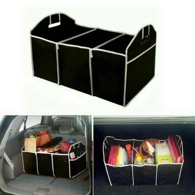 Hitam Black Tas Bagasi Mobil Besar Lipat Car Boot Organizer Tempat Menaruh Menyimpan Barang Bag