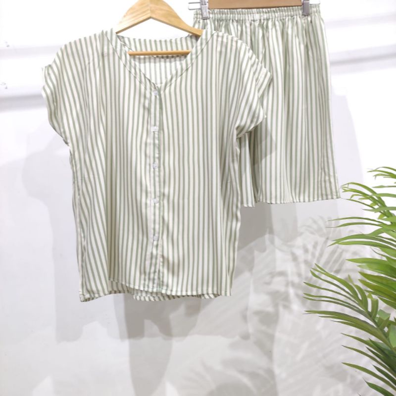 0PIYAMA KANCING PENDEK | PIYAMA BUSUI PENDEK | PIYAMA RAYON | BAJU TIDUR MURAH-KCB 16