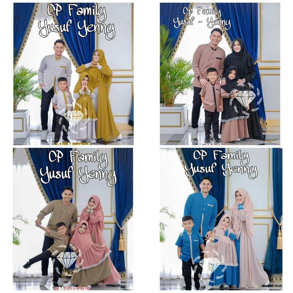 SET CP FAMILY YUSUF YENNY GAMIS SYARI COUPLE FAMILY SET COUPLE KELUARGA MUSLIM 4 WARNA