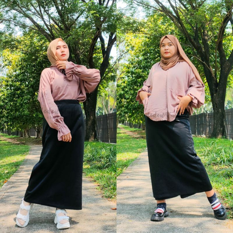 Rok Span Panjang Scuba Size S&gt;XXL / Rok Span Kerja Wanita